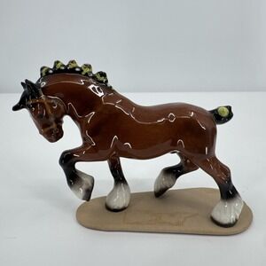 Retired Ribbon Color Hagen Renaker Clydesdale Draft Horse Green Ribbons